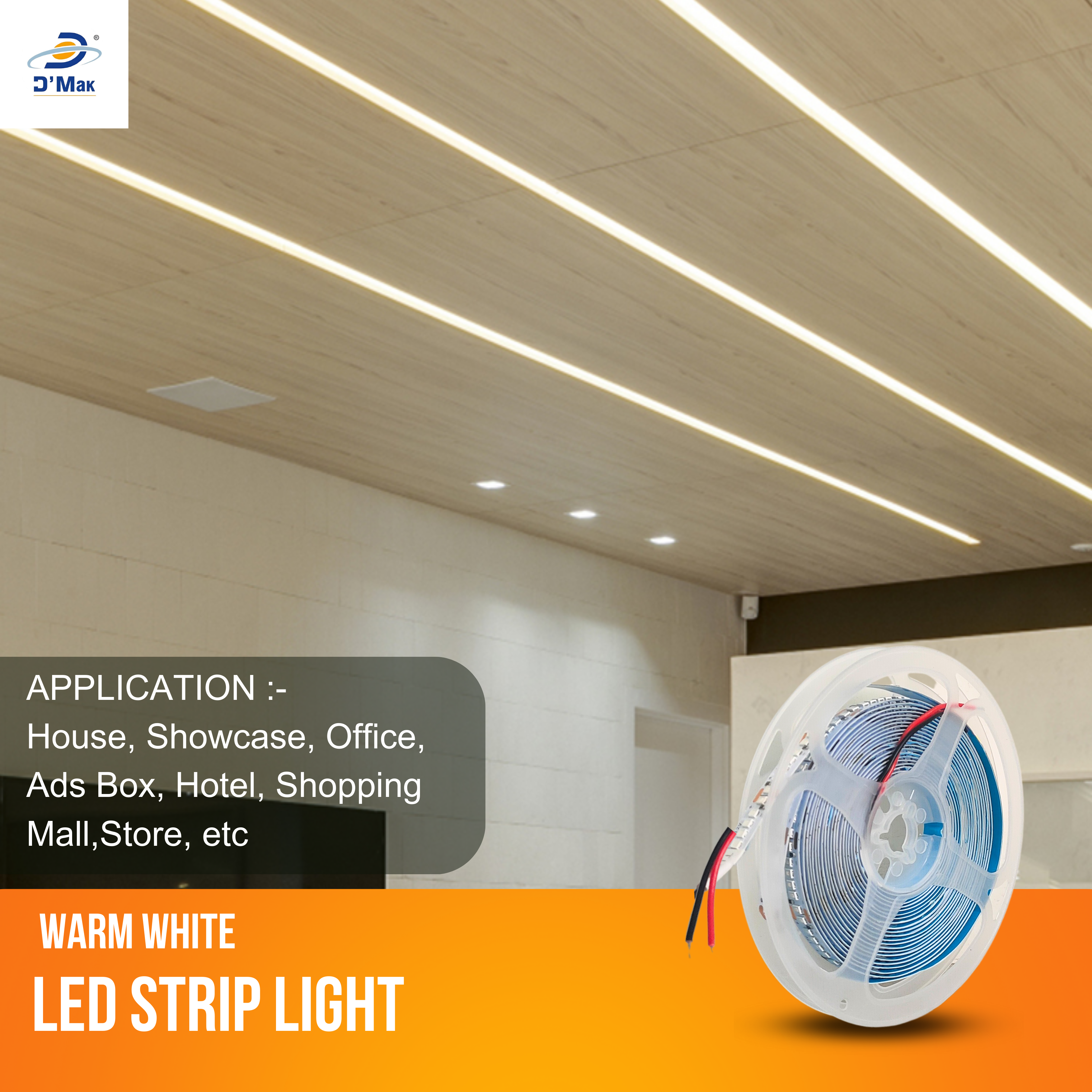 5 M Warm White LED Strip Light, For Decoration, 12 V at Rs 35/meter in  Palghar